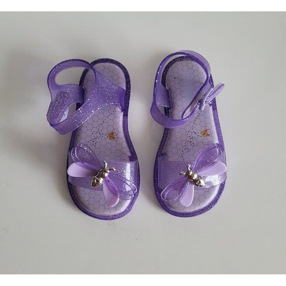 Melissa Mar Girl's Open-toe Butterfly Jelly Glitter Lilac Sandals Size 8 - Picture 2 of 9